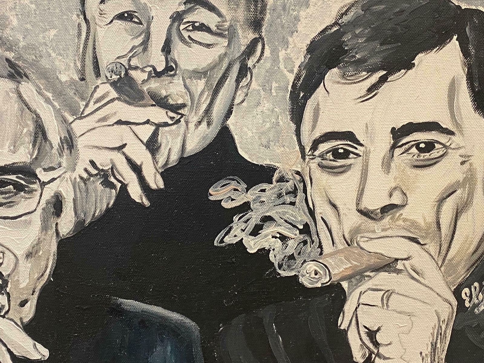 Unknown French Oil   Portraits Of Cigar Smokers Trioc. 2005 photo Art