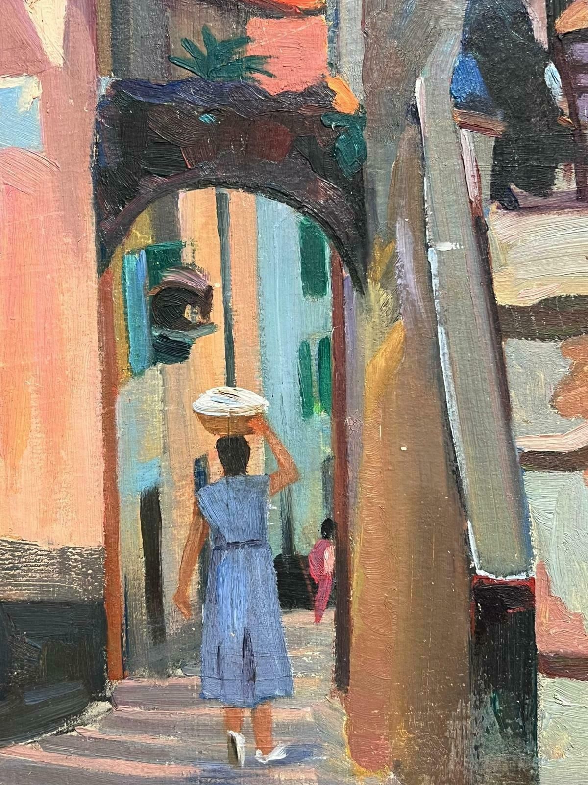 Suzanne Crochetprovencal Sunny Old Town & Figures 1930's French Post Impressionist Oil Paintingc. 1930's photo buy
