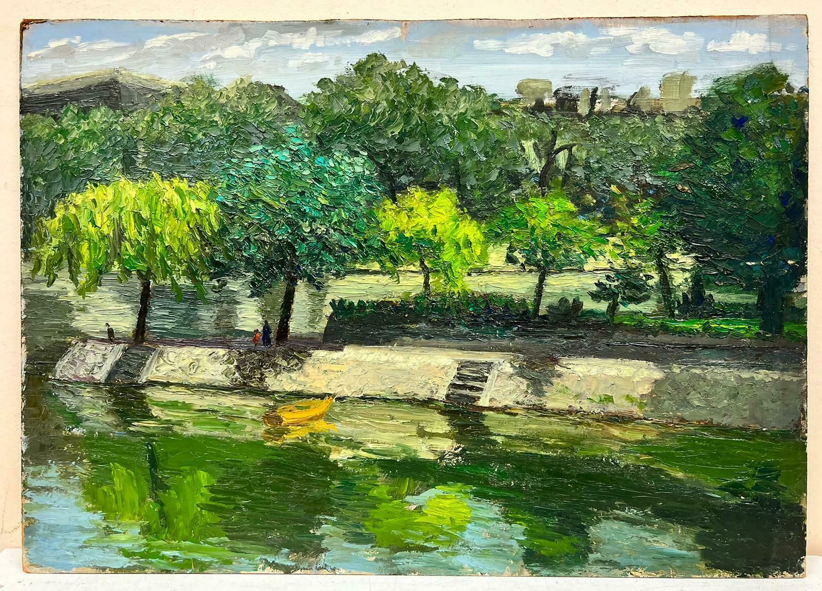 Josine Vignonspring Time Down By The Peaceful River Thick Oil Impasto Landscape1960's photo furniture