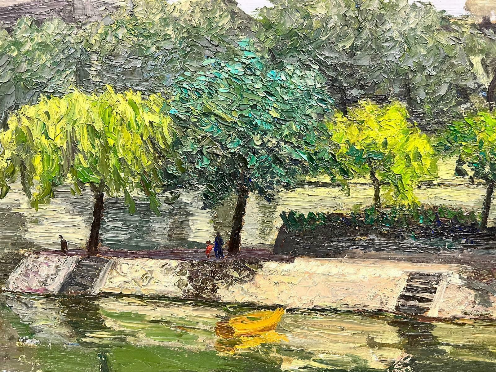 Josine Vignonspring Time Down By The Peaceful River Thick Oil Impasto Landscape1960's photo for sale