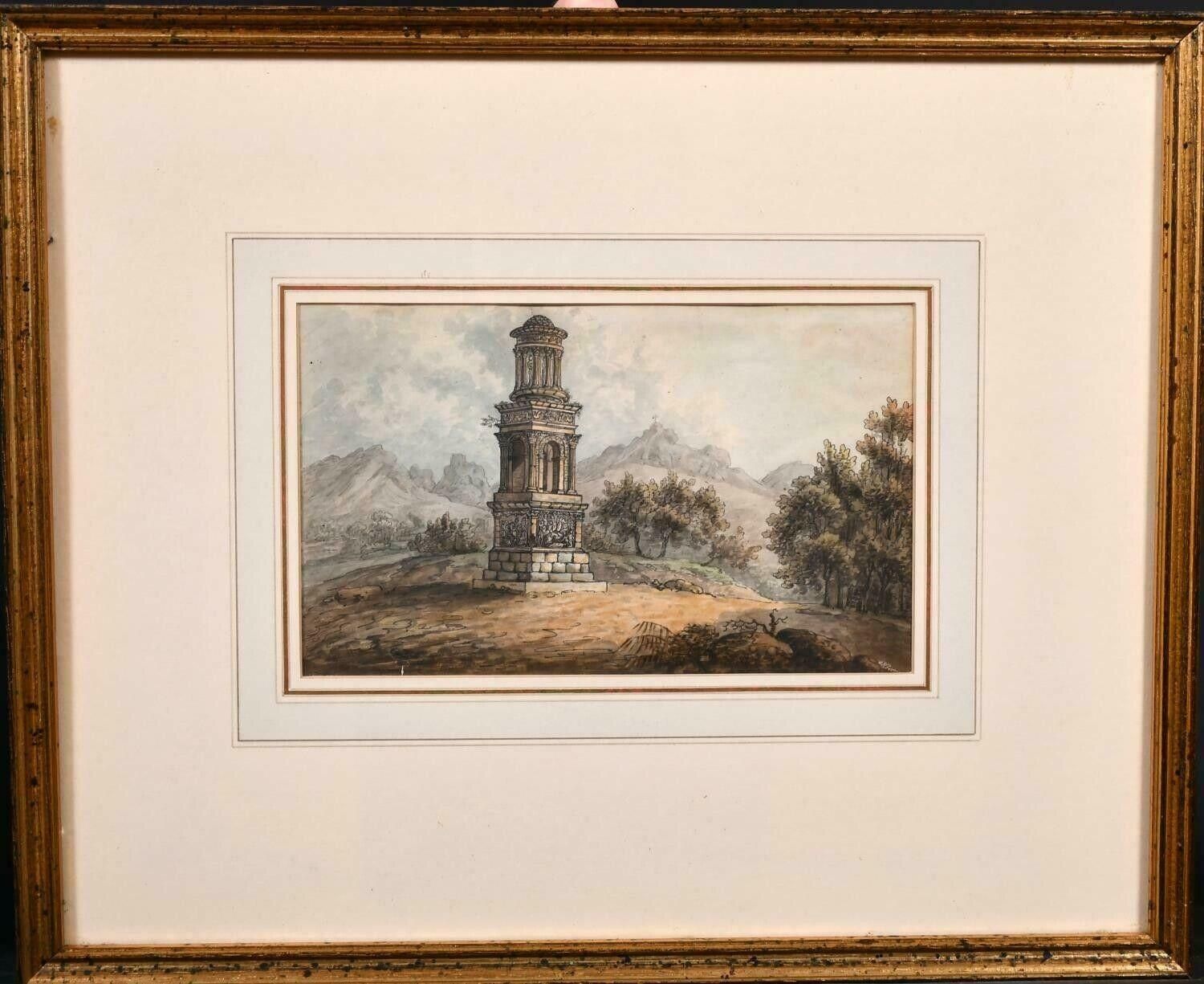 French Artist18th Century French Grand Tour Watercolour   Roman Monument St. Remy Provence18 Century photo furniture