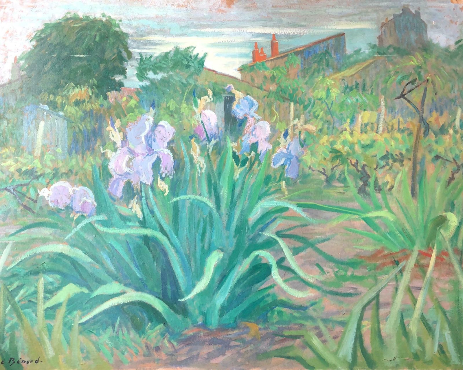Claude Benardthe Vegetable Garden Huge Still Life Signed Large French Oil Paintingc.1950's