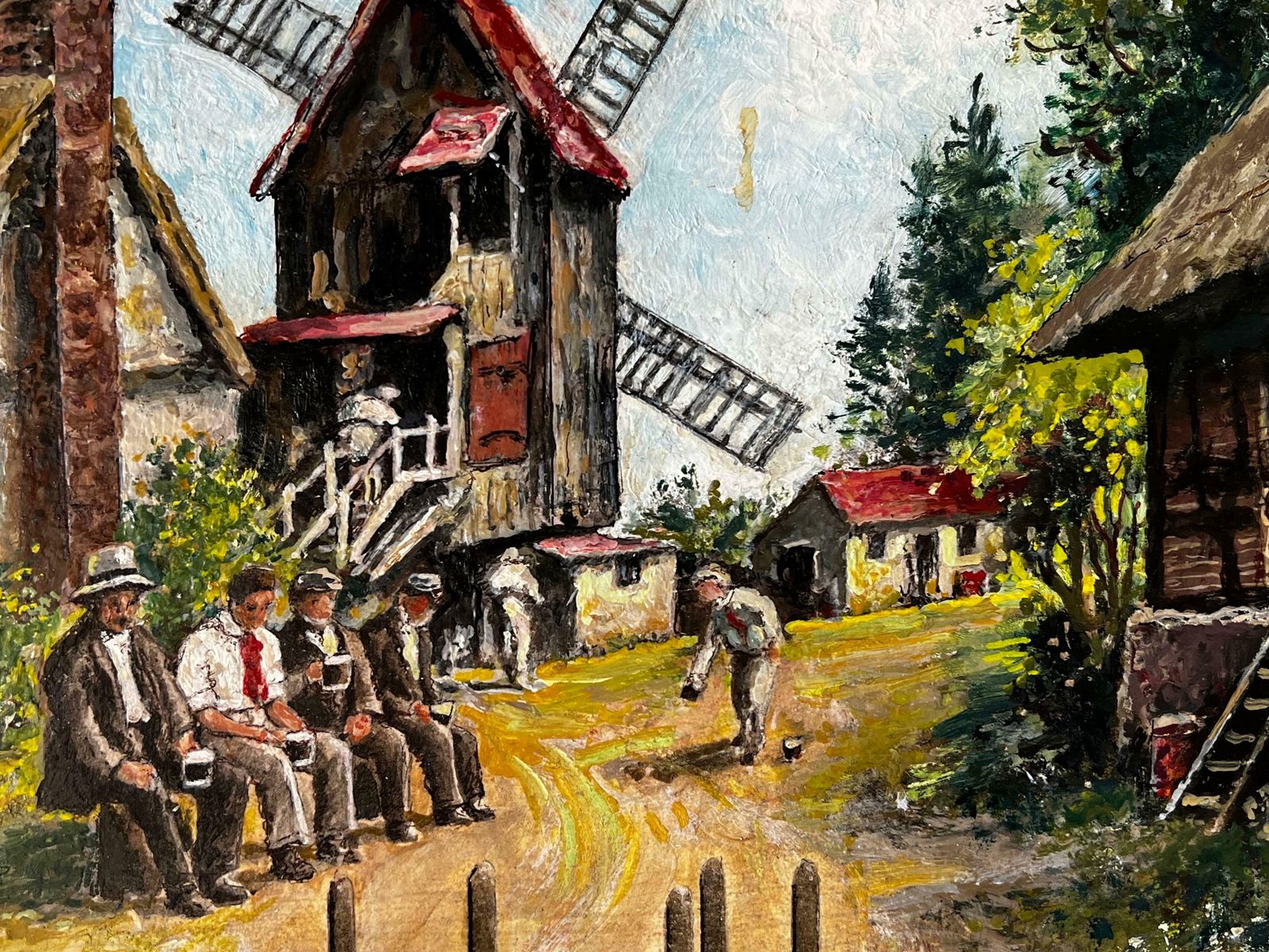 Norman A Olleytraditional English Village Tavern Scene Figures Playing Skittles Signed photo 608.0