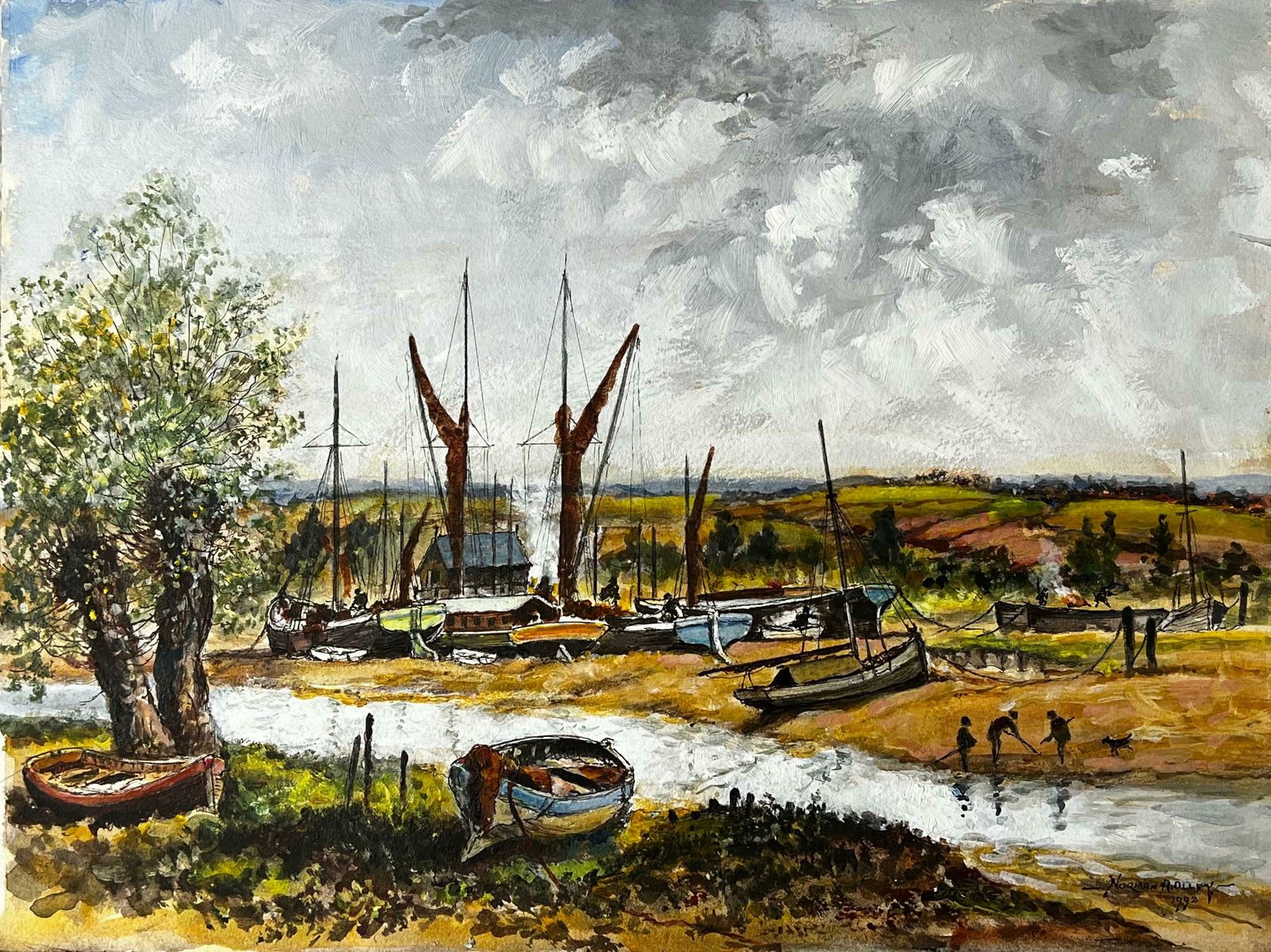Norman A Olleycloudy Landscape Of The Boat Repair Yard