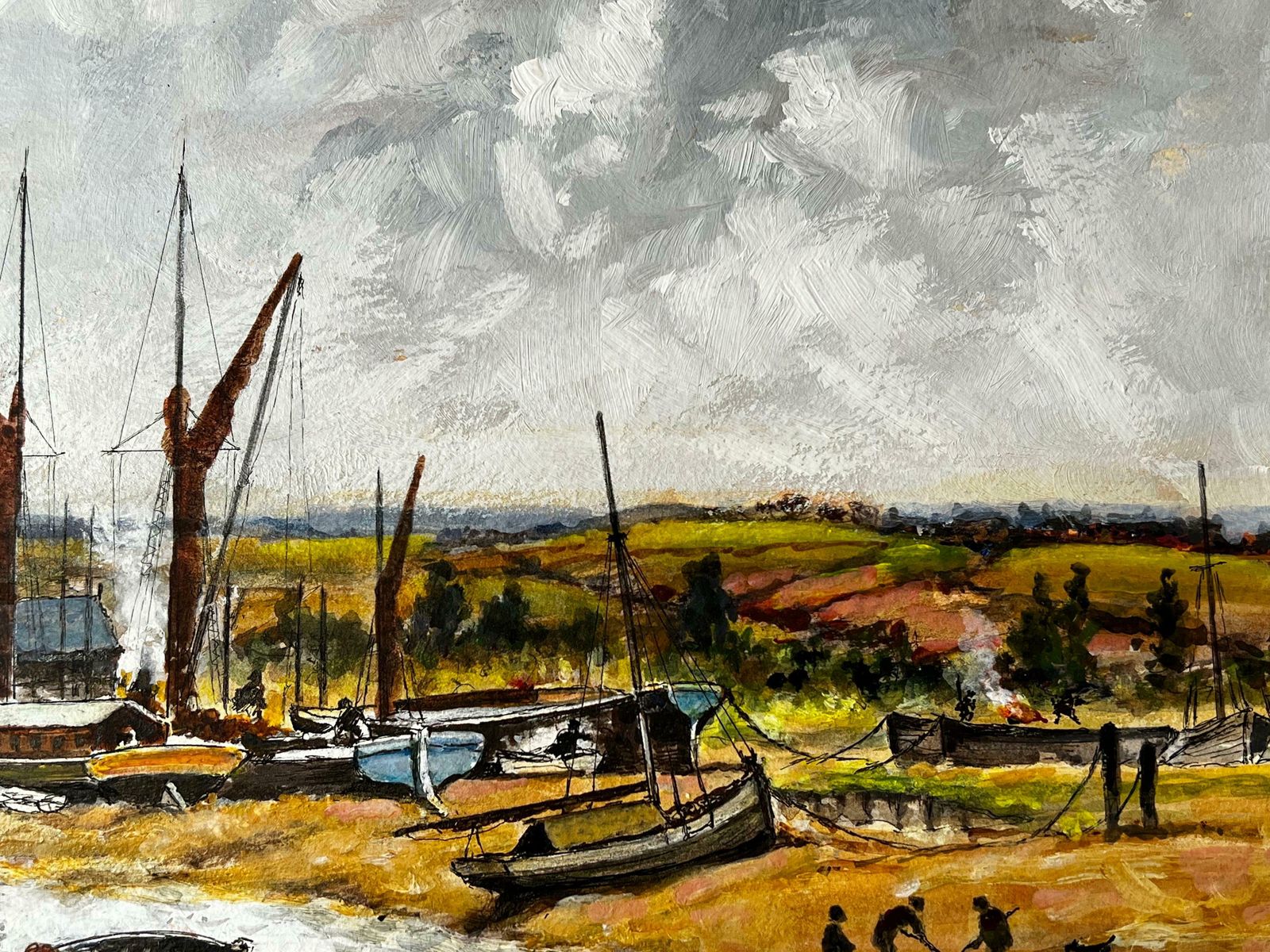 Norman A Olleycloudy Landscape Of The Boat Repair Yard photo for sale