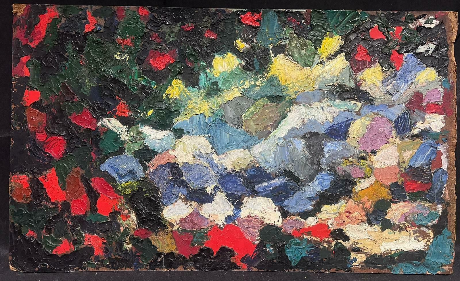 French Mid 20th1950's French Expressionist Abstract Oil Painting Thickly Painted Original1950's photo 1023.0