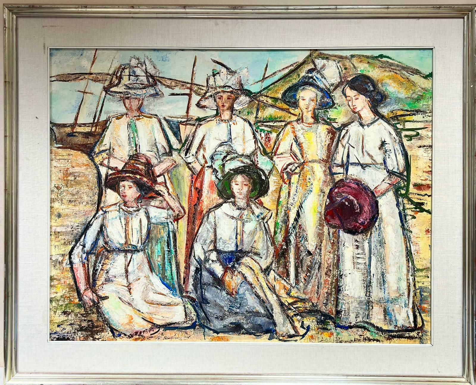 Maria Tort Xirauhuge Spanish/ French Oil Painting Elegant Ladies On The Beach Group Portrait1991 photo furniture