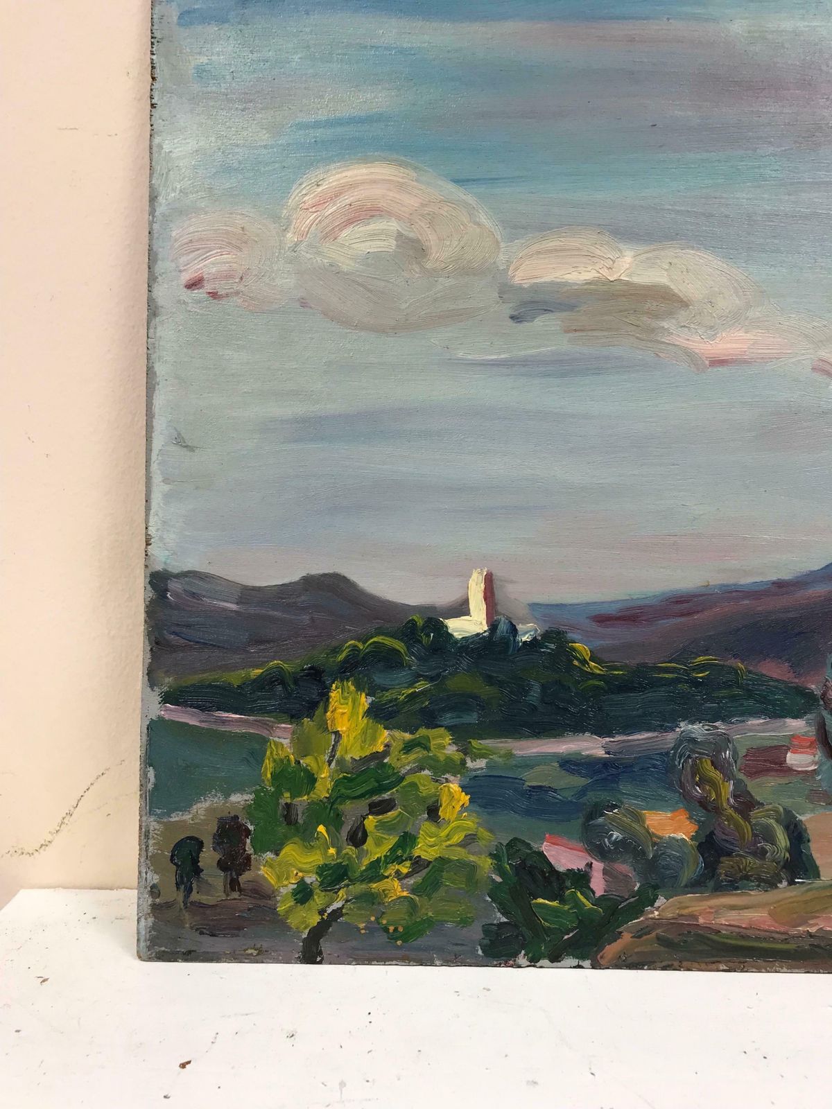 French School1930's French Post Impressionist Oil Painting   Provence Landscape Panoramic photo Art