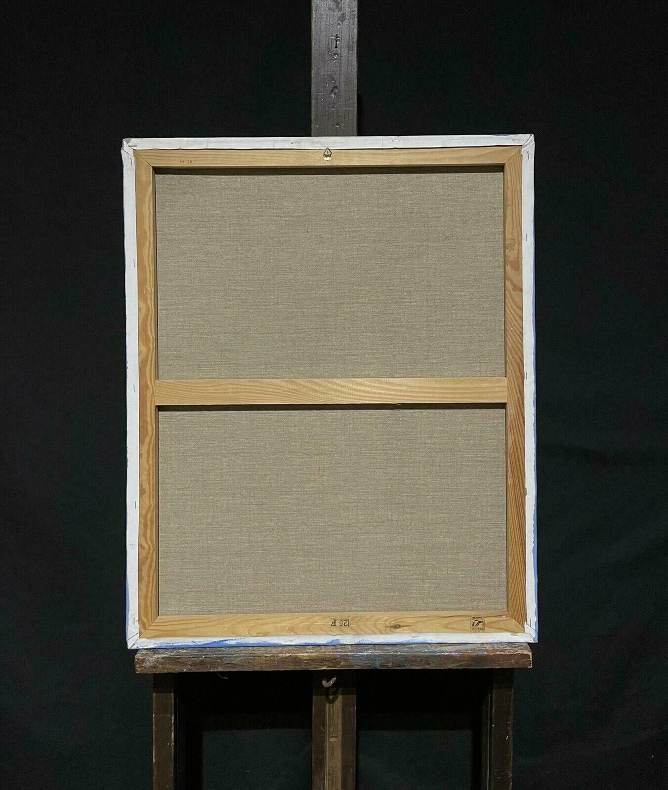 French Schoollarge French Contemporary Abstract Painting Teal Blue & Silvery Green Colors photo 1687.0