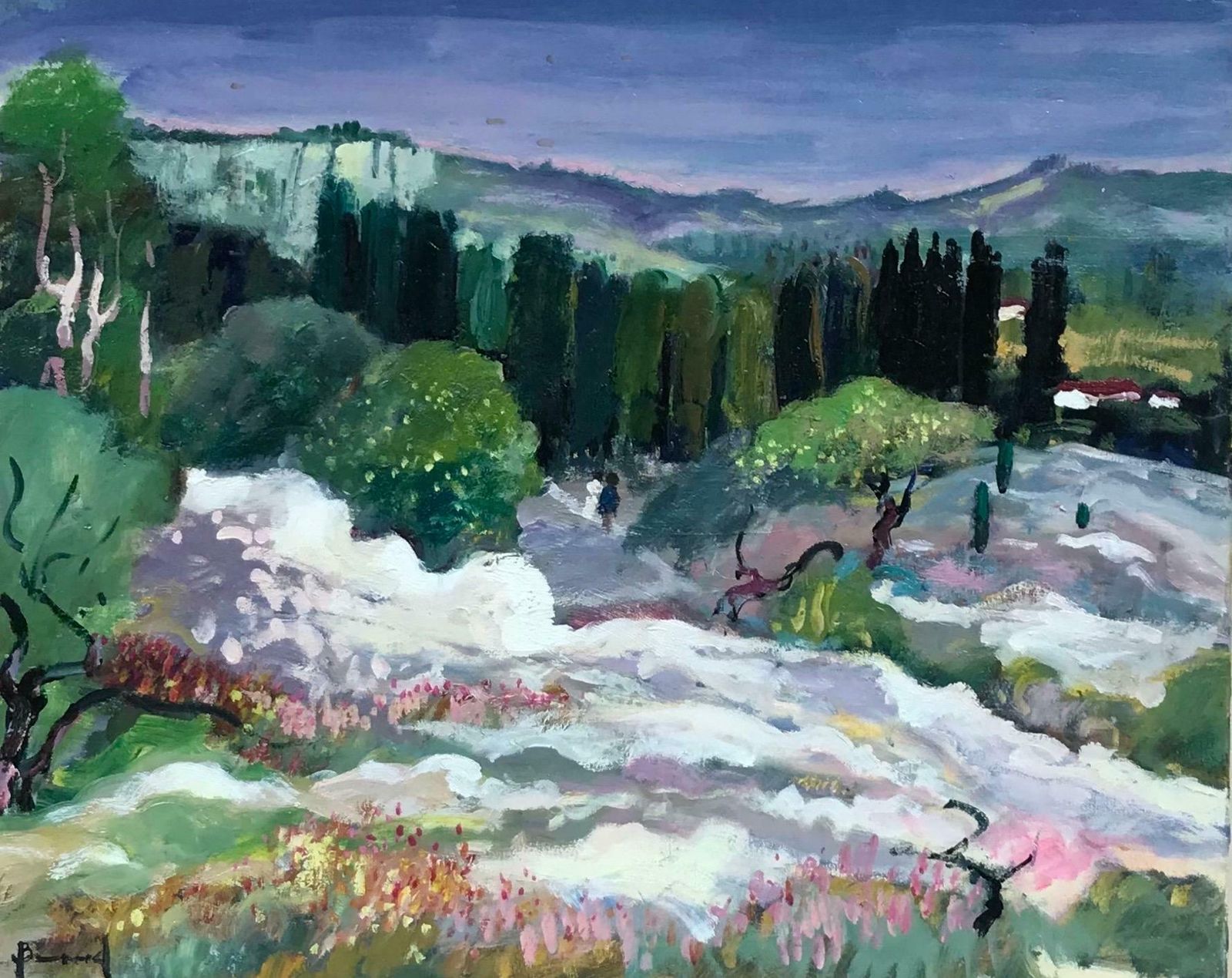 Guy Benardsun Scorched Provence Landscape Les Alpilles, Signed French Modernist Oil