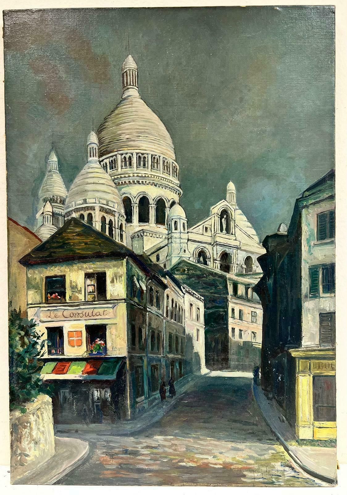 Georges F. Michel1940's French Signed Oil Sacre Coeur Montmartre Paris Street Scene View1942 photo furniture