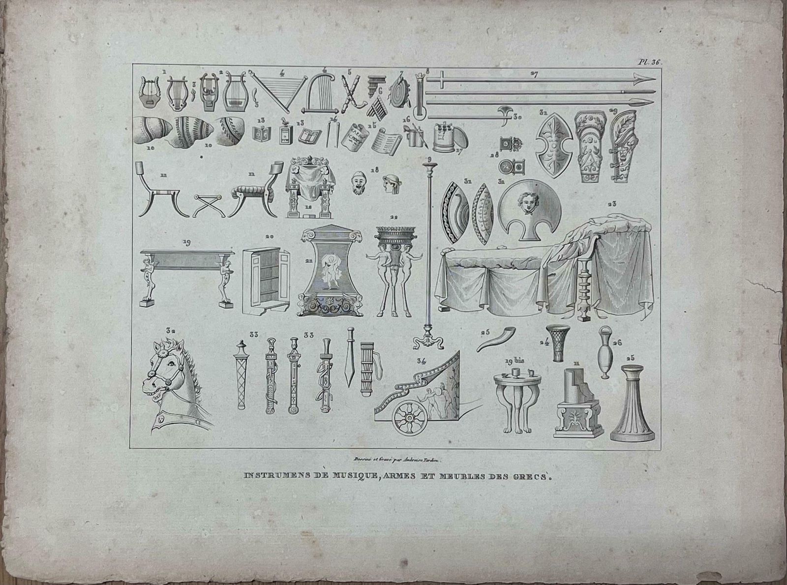 Antique Frenchset 5 Antique French Engravings Ancient Roman Artefacts & Figures photo for sale