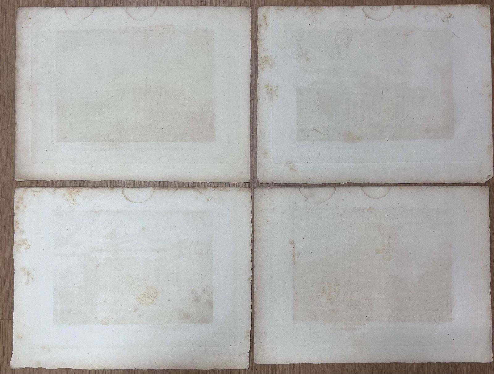 Antique Frenchset Of 4 Ancient Greek Monuments Pantheon Athens Antique French Engravings Set photo vinterior