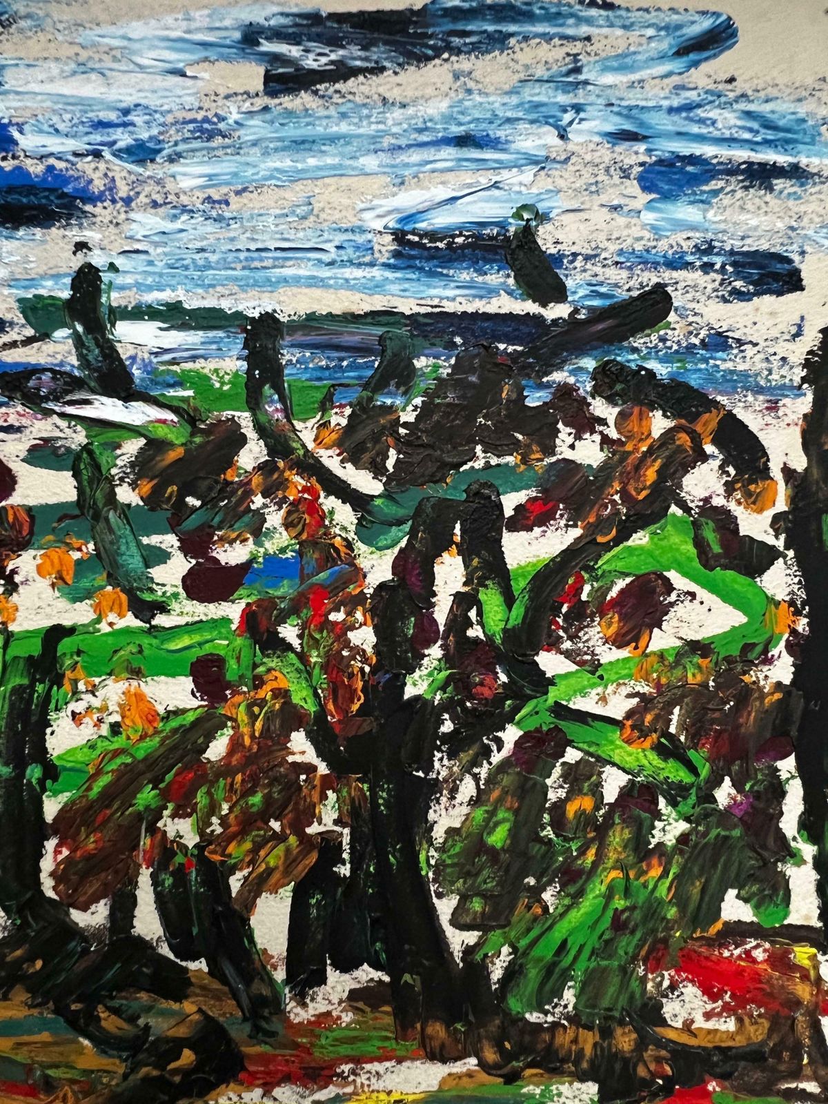 Bernard Labbe1950's Modernist/ Cubist Painting   Dotty Landscape1950's photo Art