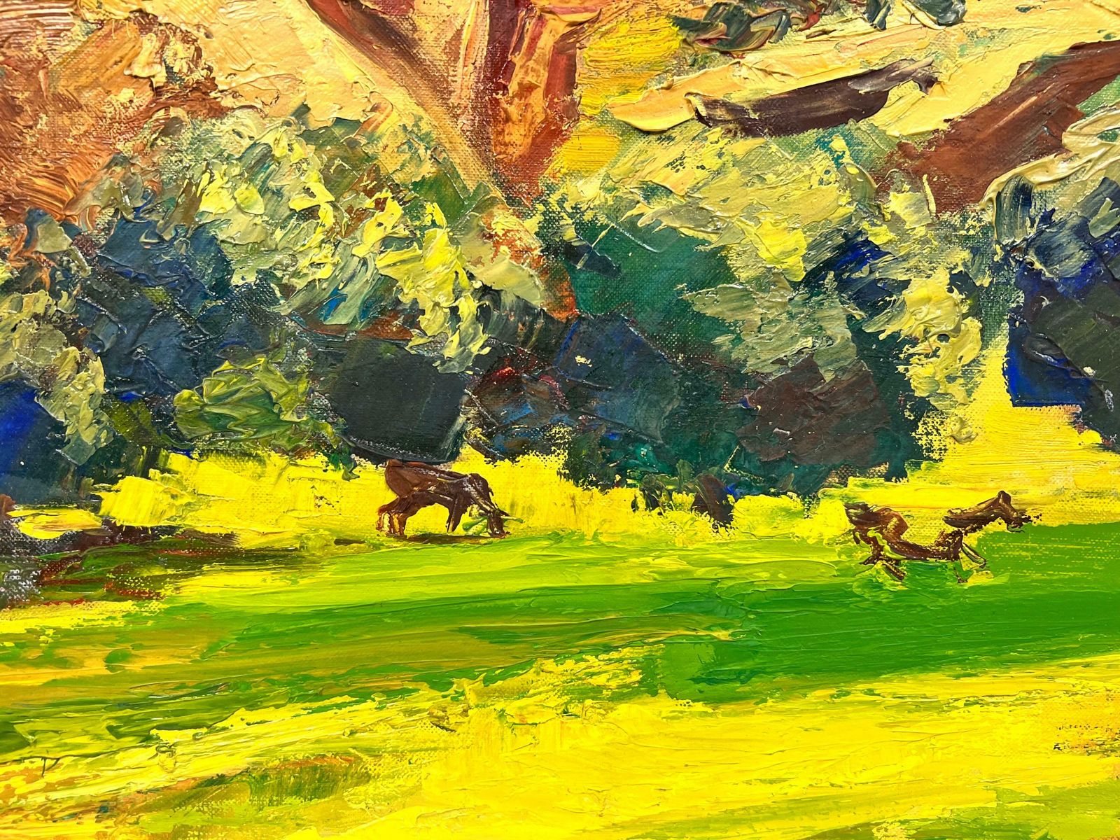 1150.0 Josine Vignonwild Horses In A French Summer Field Thick Oil Impasto1960's photo