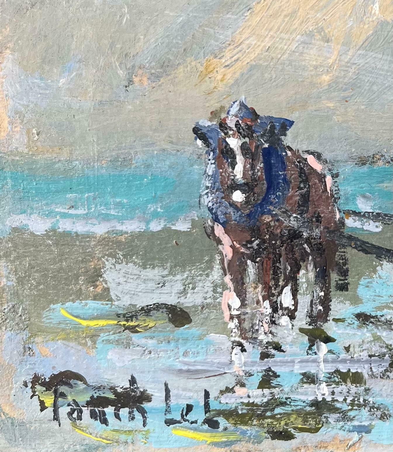 Fanch Lelfrench Impressionist Oil Painting Of Traditional Seaweed Harvesting Scene2007 photo for sale