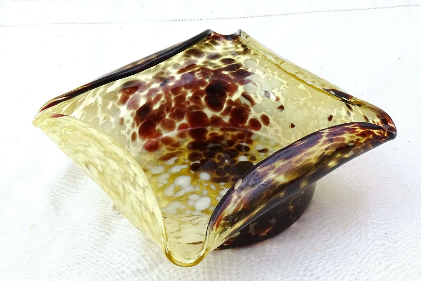 Antique French Art Nouveau Speckled Crystal Art Glass Bowl Candle Holder In Style Of Ernest Baptiste Leveille François Eugène Rousseau photo 129.0