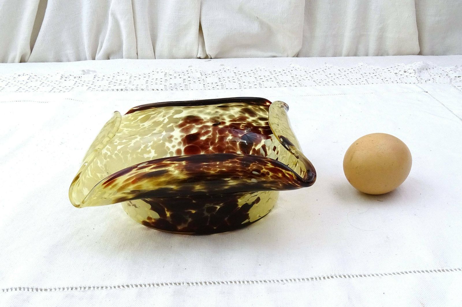 Antique French Art Nouveau Speckled Crystal Art Glass Bowl Candle Holder In Style Of Ernest Baptiste Leveille François Eugène Rousseau photo buy