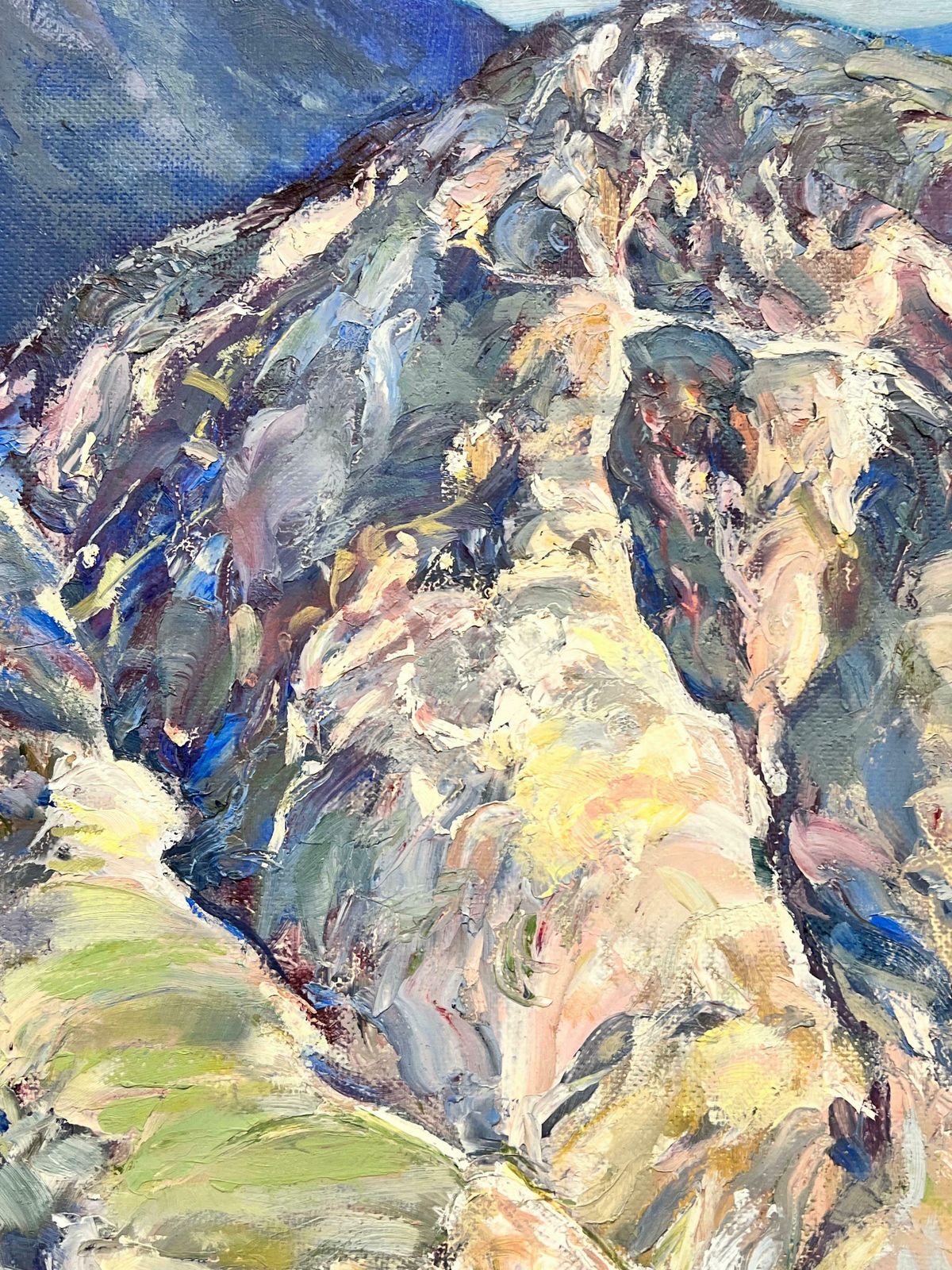 E. Johnsondramatic Lake District Mountain Range Rocky View, Beautiful Colors 1950's Oil photo 972.0