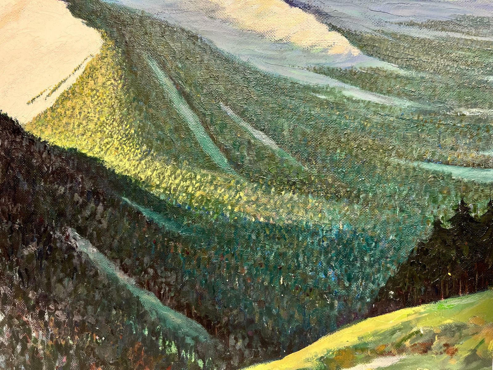 E. Johnson1950's British Modernist Oil Painting Cumberland Lake District Dramatic View photo furniture