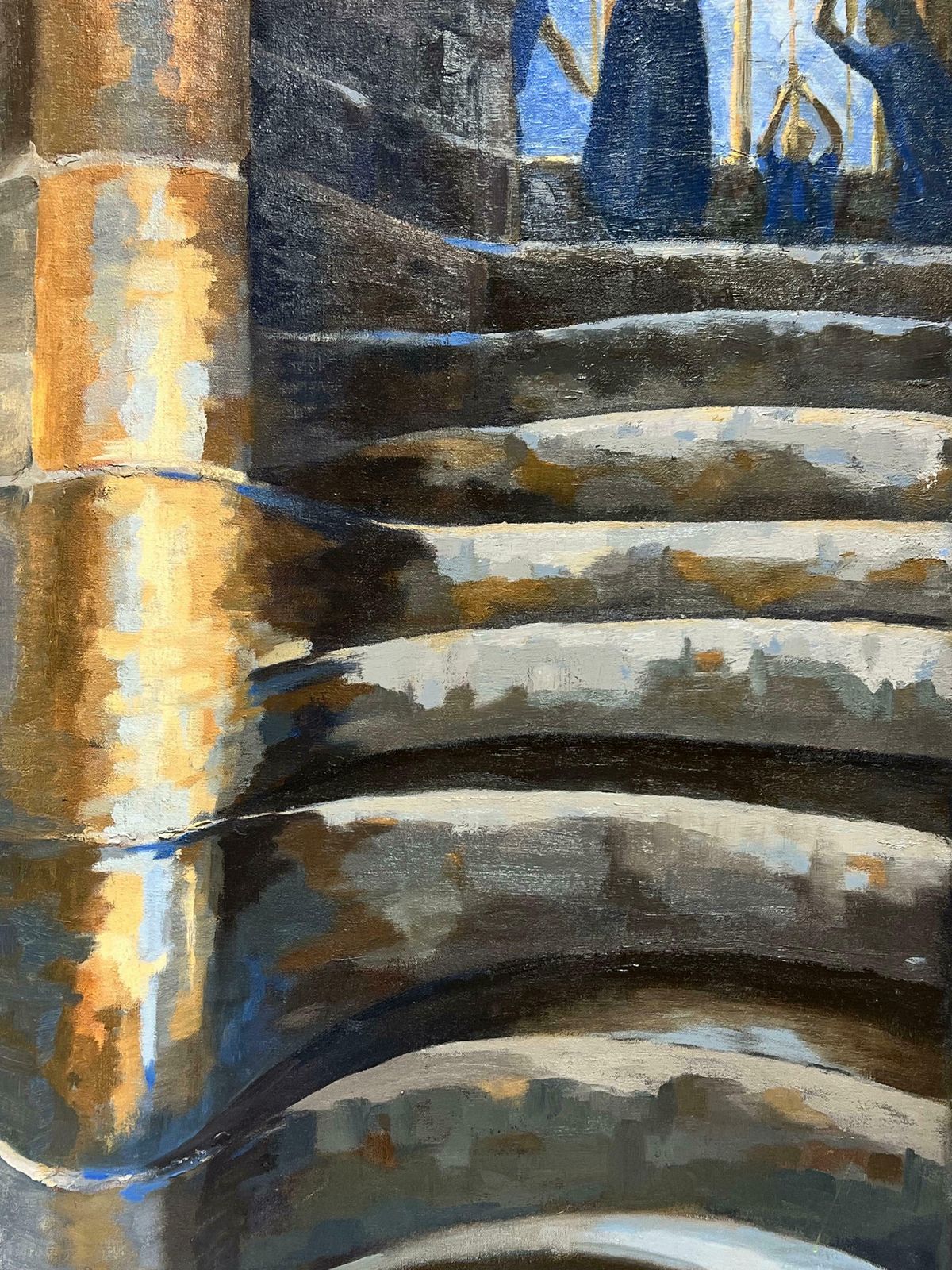 Jill Jacksonmodern British Oil Painting Bell Ringers In Church Interior, Large Original Work photo 1227.0