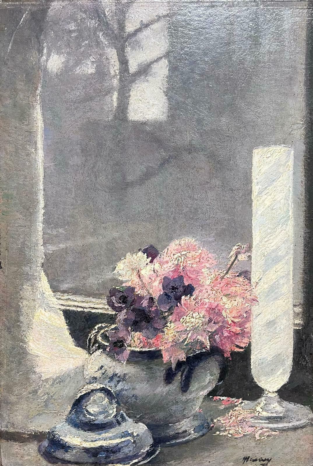 French Impressionist1930's French Impressionist Signed Oil   Beautiful Flowers On Window Sill View1930's photo furniture