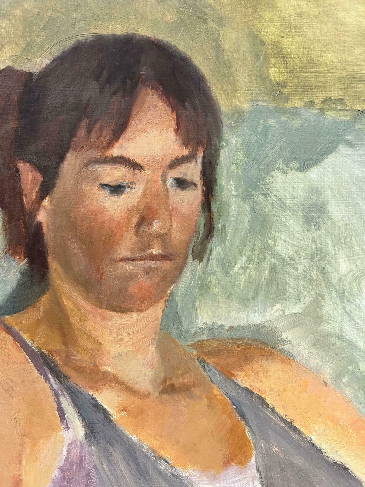English Impressionist1960s English Impressionist Oil Young Lady Slumped In Chairc. 1960 photo buy