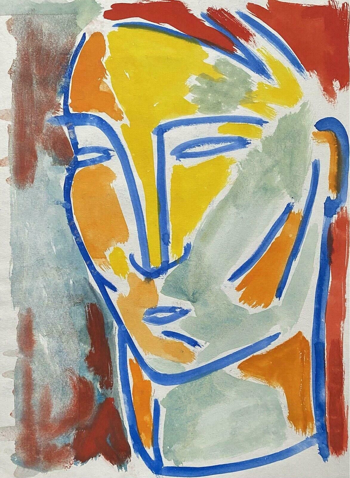 Jean Marcjean Marc (1949 2019) 20th Century French Modernist Painting   Portrait Of Facec. 1980's