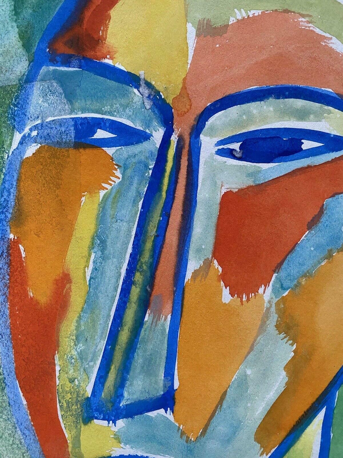 Jean Marcjean Marc (1949 2019) 20th Century French Modernist Painting   Portrait Of Facec. 1980's photo for sale