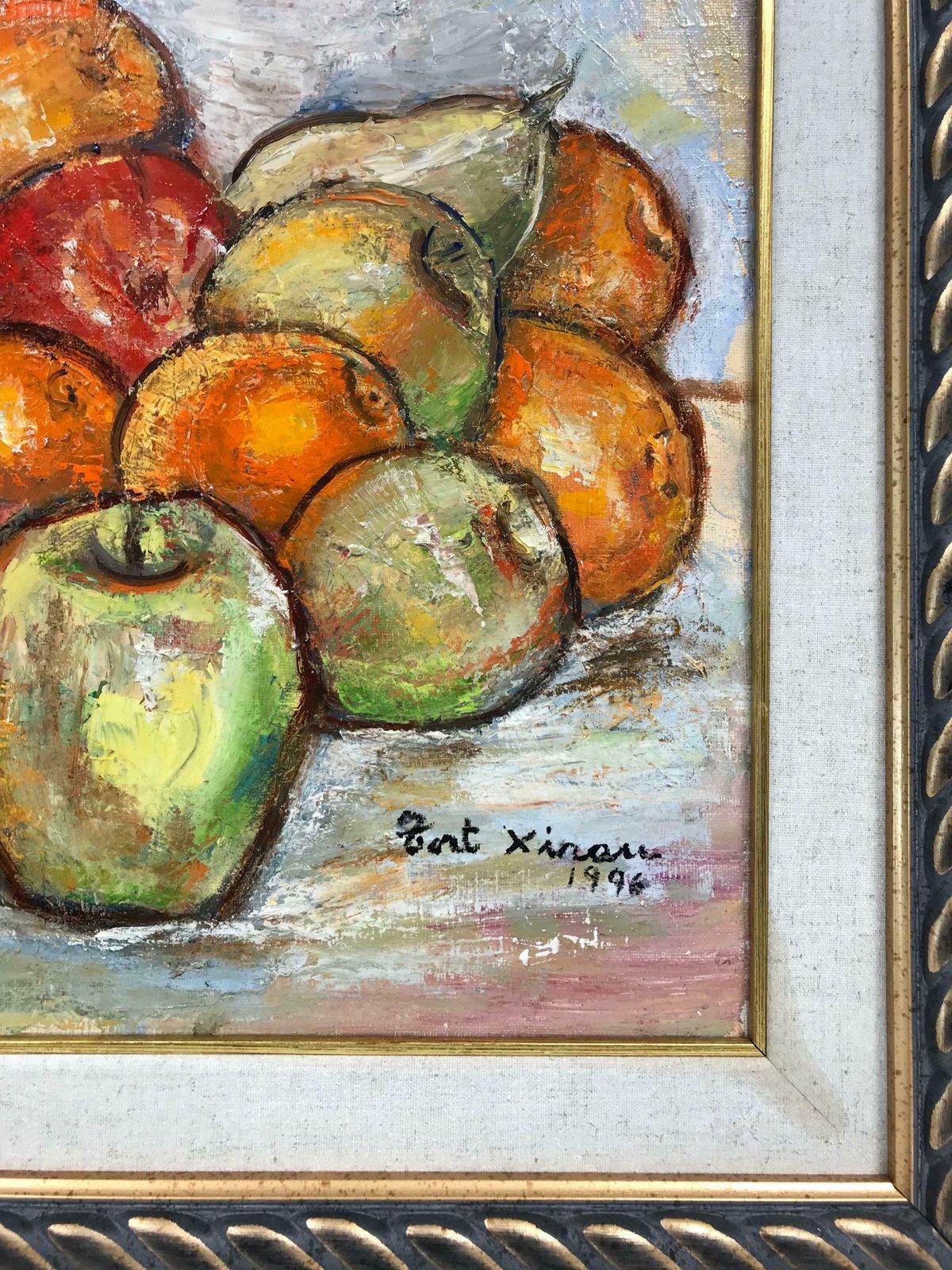 Maria Tort Xirauwatermelon Still Life Of Fruit, Signed Original Oil Painting In Beautiful Frame photo vinterior