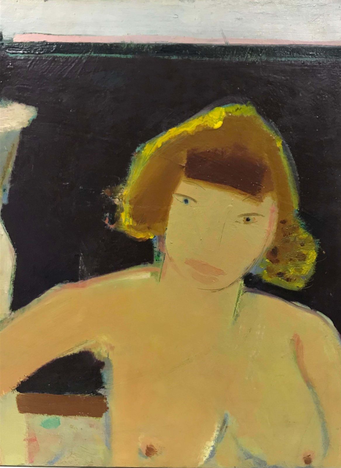 20th Century French Schoolfrench Modernist Signed Oil   Nude Women Lovers Figurative Group, 20th Century photo for sale