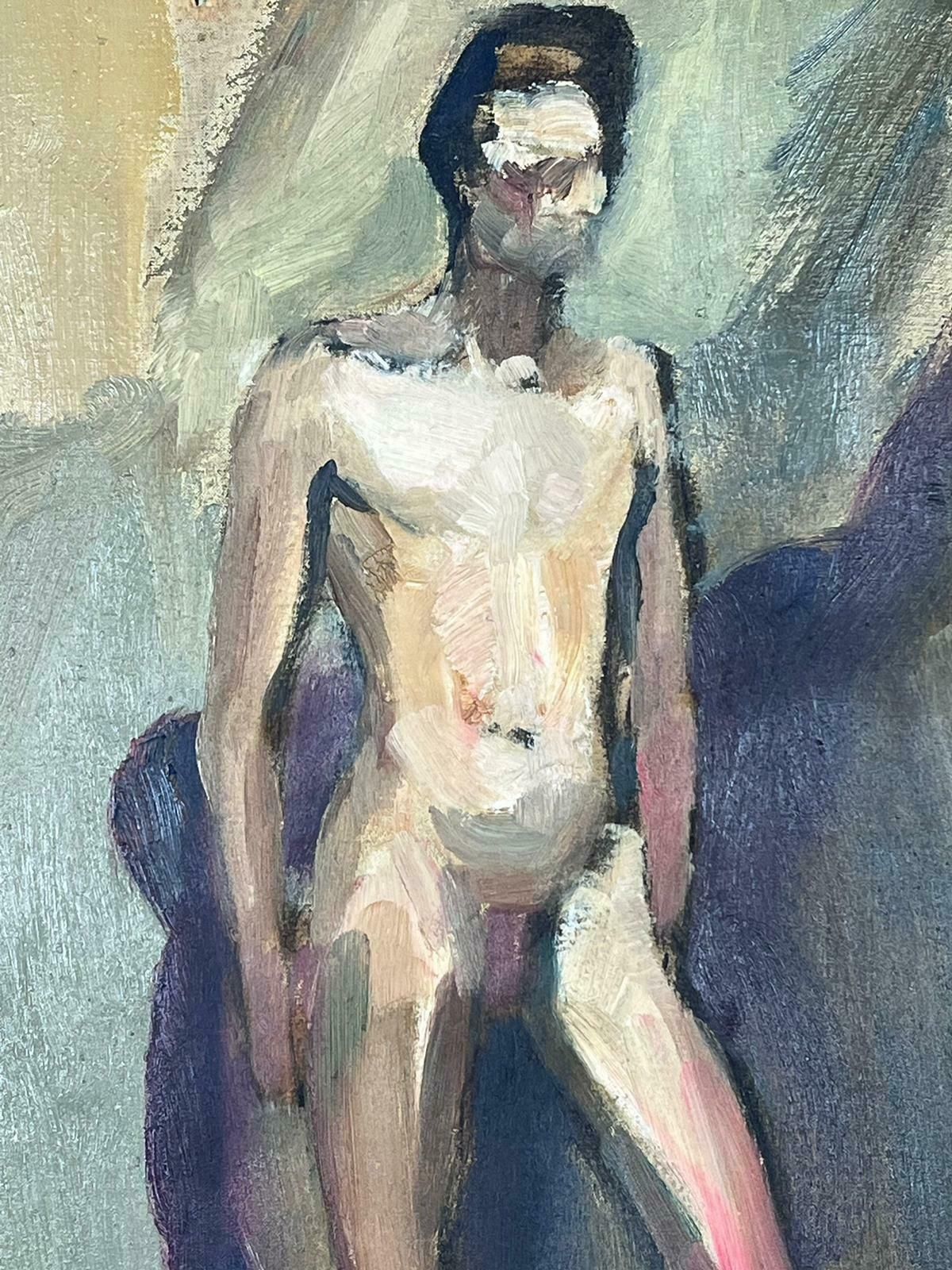 Josine Vignon1950s French Post Impressionist Signed Nude Man Artists Posed Model 1950s photo Art