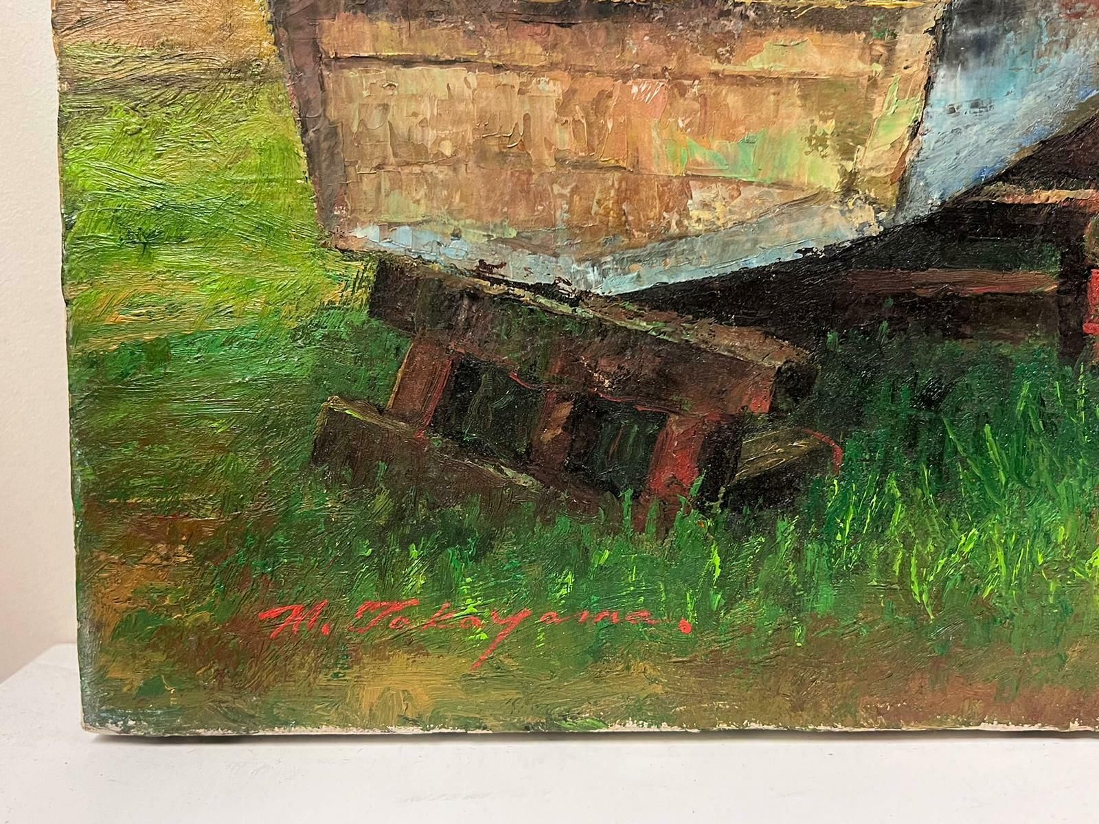 French Schoollarge 20th Century French Post Impressionist Signed Oil Painting Boats On Beach photo Art