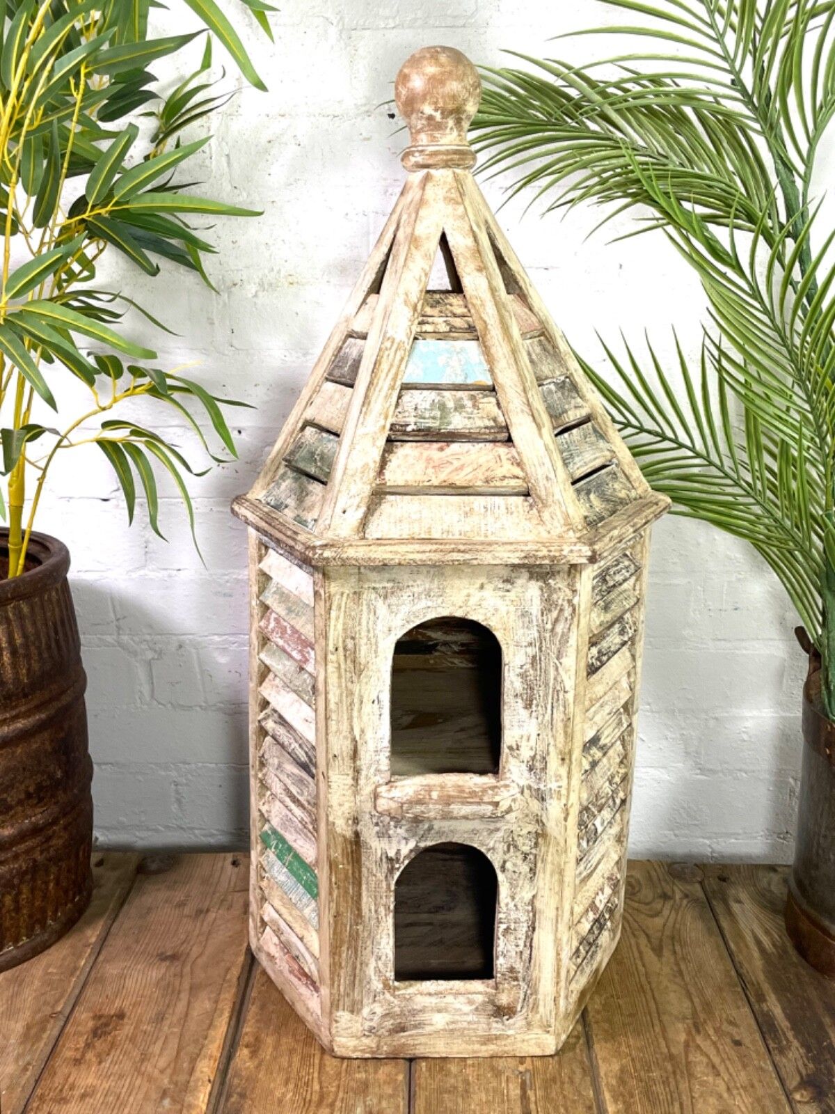 Reclaimed Recycled Rustic Wooden Painted Birdhouse Bird Box Garden Decor photo furniture
