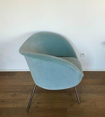 D.154.2 Armchair In Light Blue Suede Fabric By Gio Ponti, 2019 photo for sale