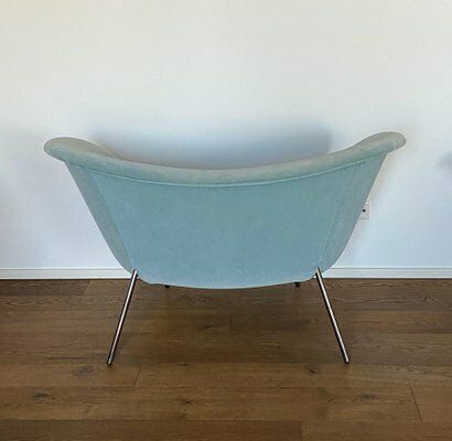 D.154.2 Armchair In Light Blue Suede Fabric By Gio Ponti, 2019 photo 3500.0