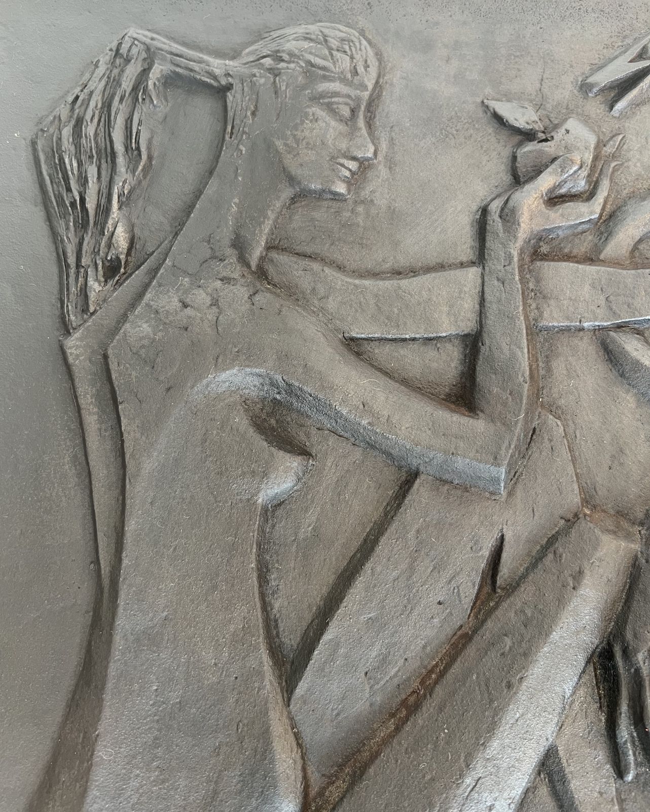Modernist Cast Iron Fireplace Plate Depicting Adam And Eve, The Apple And The Serpent. Signed And Published By Stern photo 1750.0