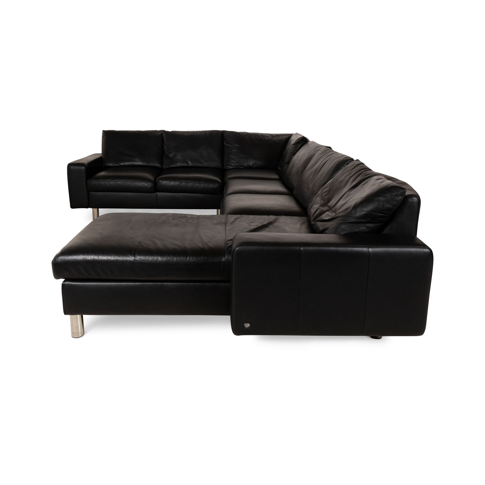 photo furniture Canapé d'angle Stressless E200 en cuir noir, récamière droite