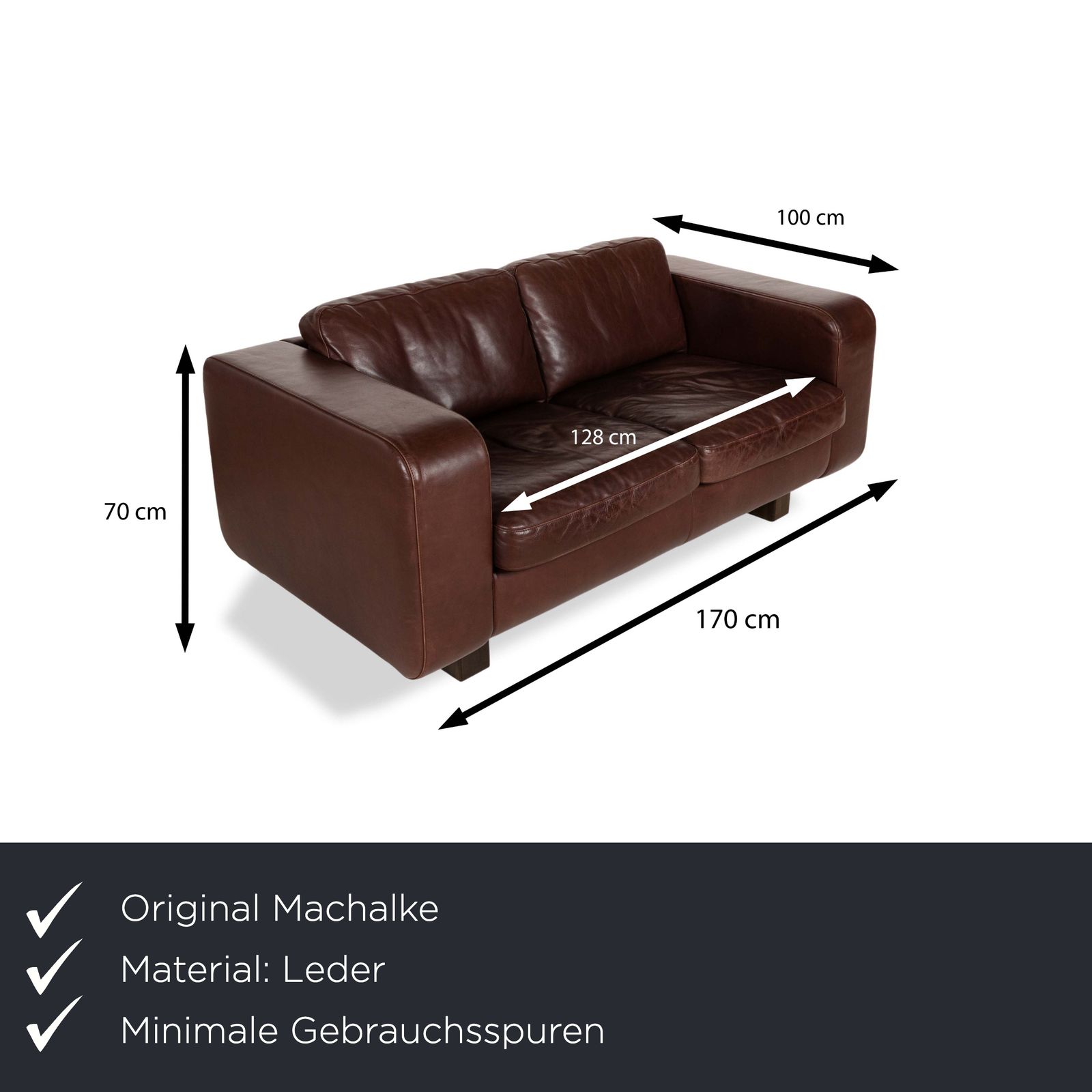 Machalke Valentino Leren Tweezitsbank Bruin photo furniture