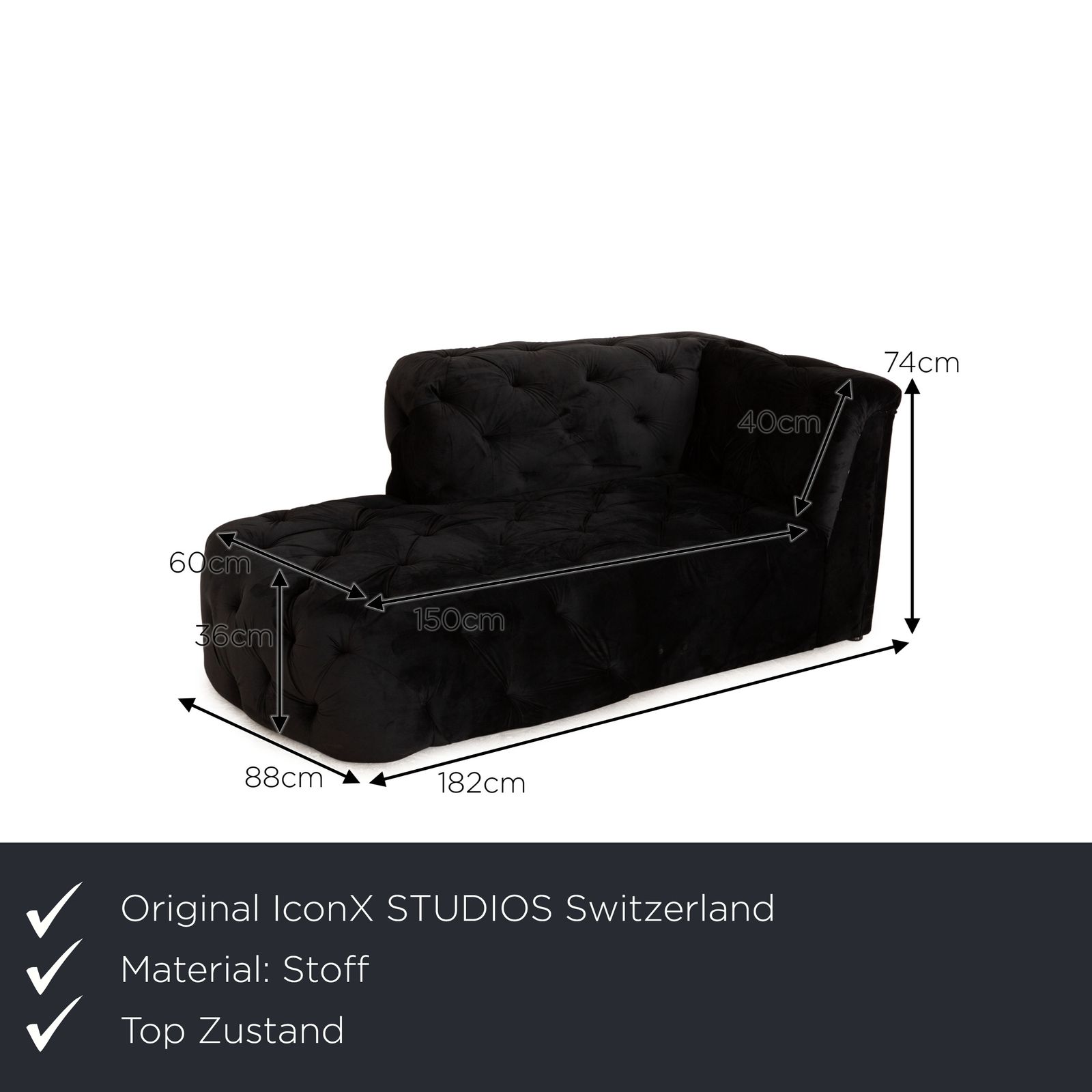 Méridienne Iconx Studios en velours noir photo furniture