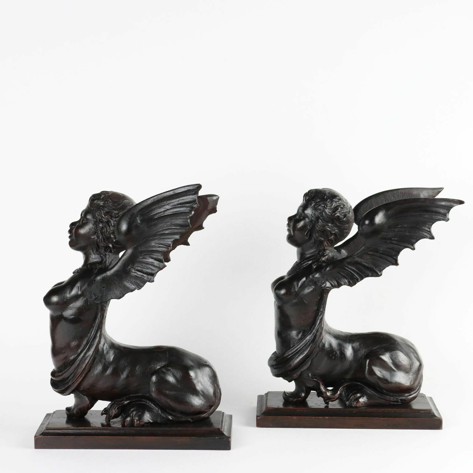 Antique Chimeras Carved Wood Italy Late XIX Century photo vintage