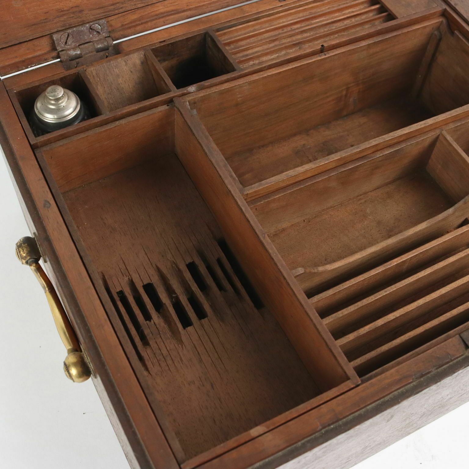 Antique Travel Casket Walnut Writing Set Italy XIX Century photo Home Decor