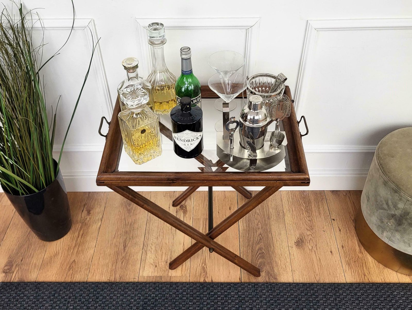Italian Wooden Folding Serving Table Butlers Tray Stand Dry Bar photo Furniture