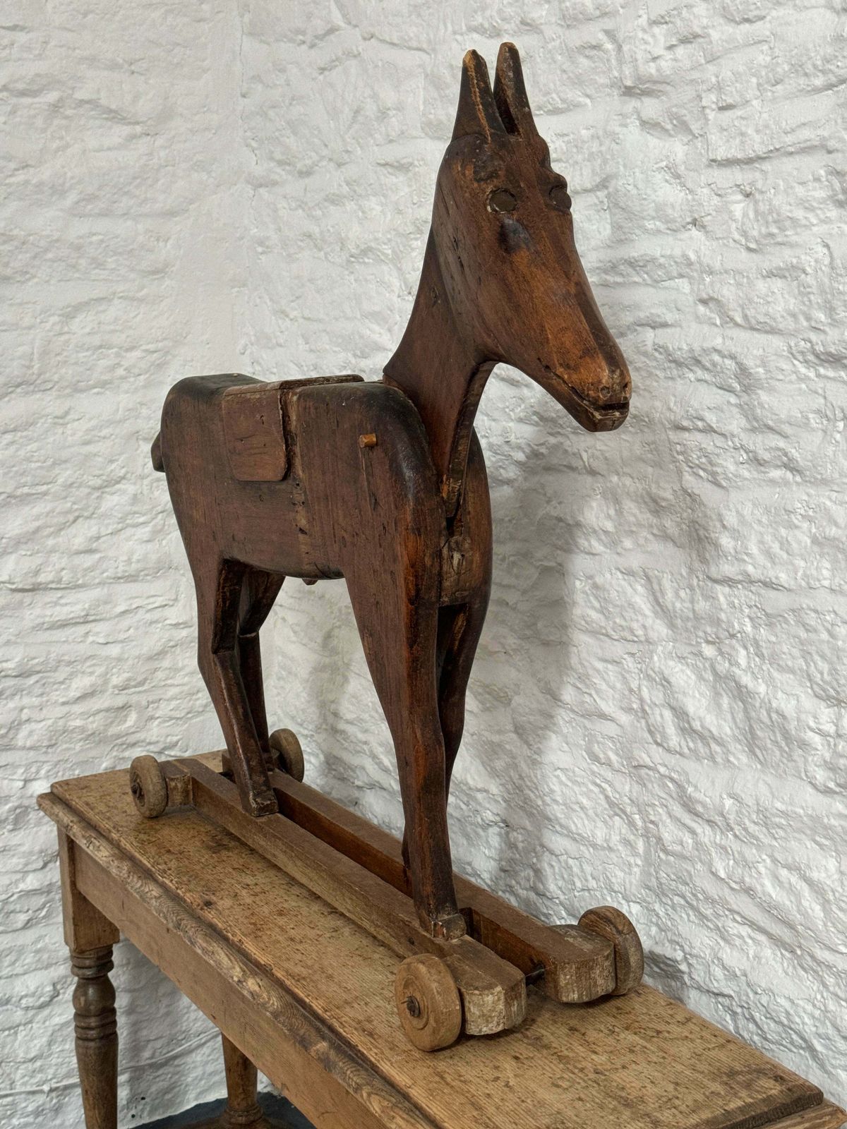 Antique French Articulated Horse On Wheels photo buy