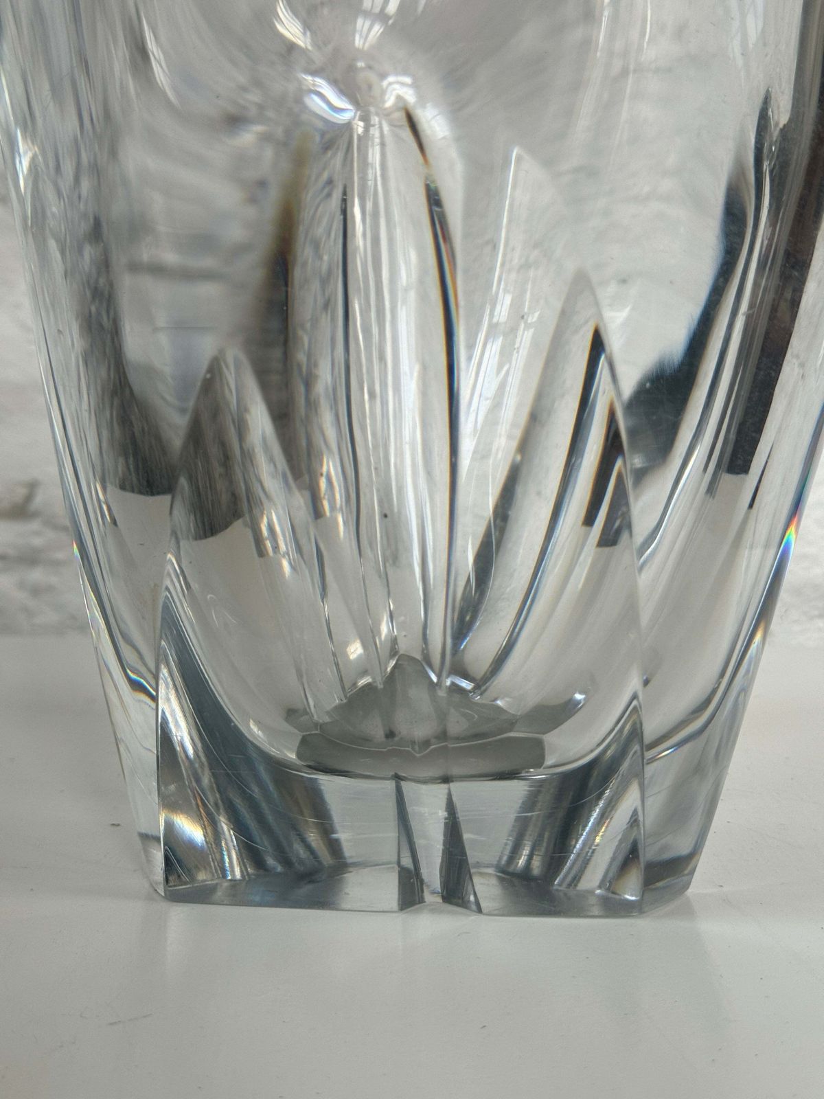 Heavy Art Glass Vase, Clear, French, Mid Century photo furniture