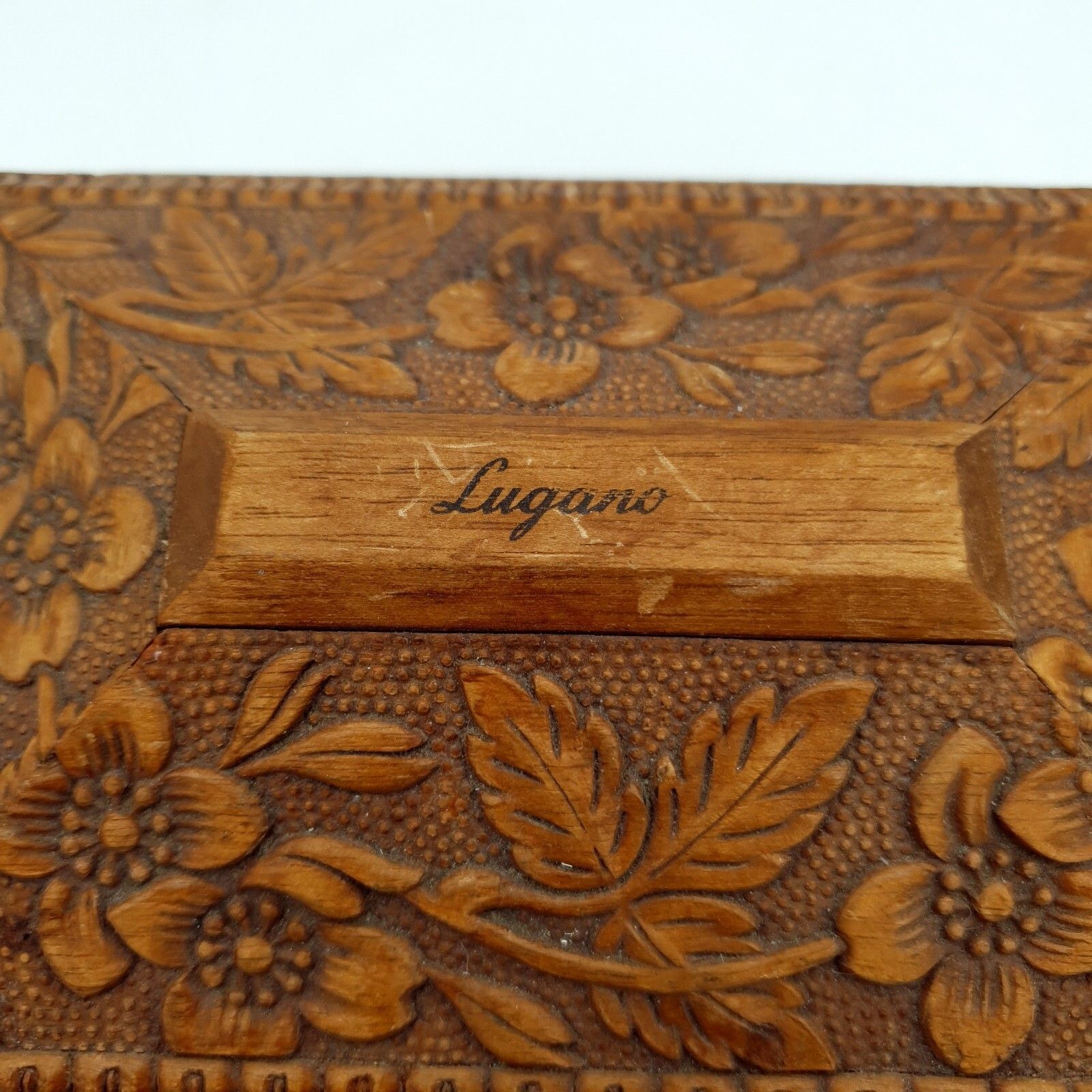 photo for sale Swiss Music Box Lugano Handcarved Decorative Floral Jewellery Box L16cmxh9cmx11c