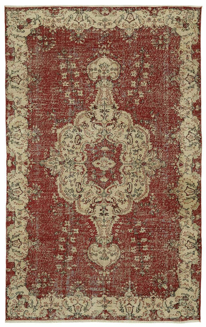 Handmade Beige Turkish Vintage Area Rug 330 Cm X 208 Cm
