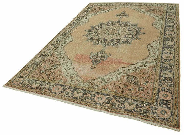 Handmade Beige Turkish Vintage Area Rug 316 Cm X 209 Cm photo for sale
