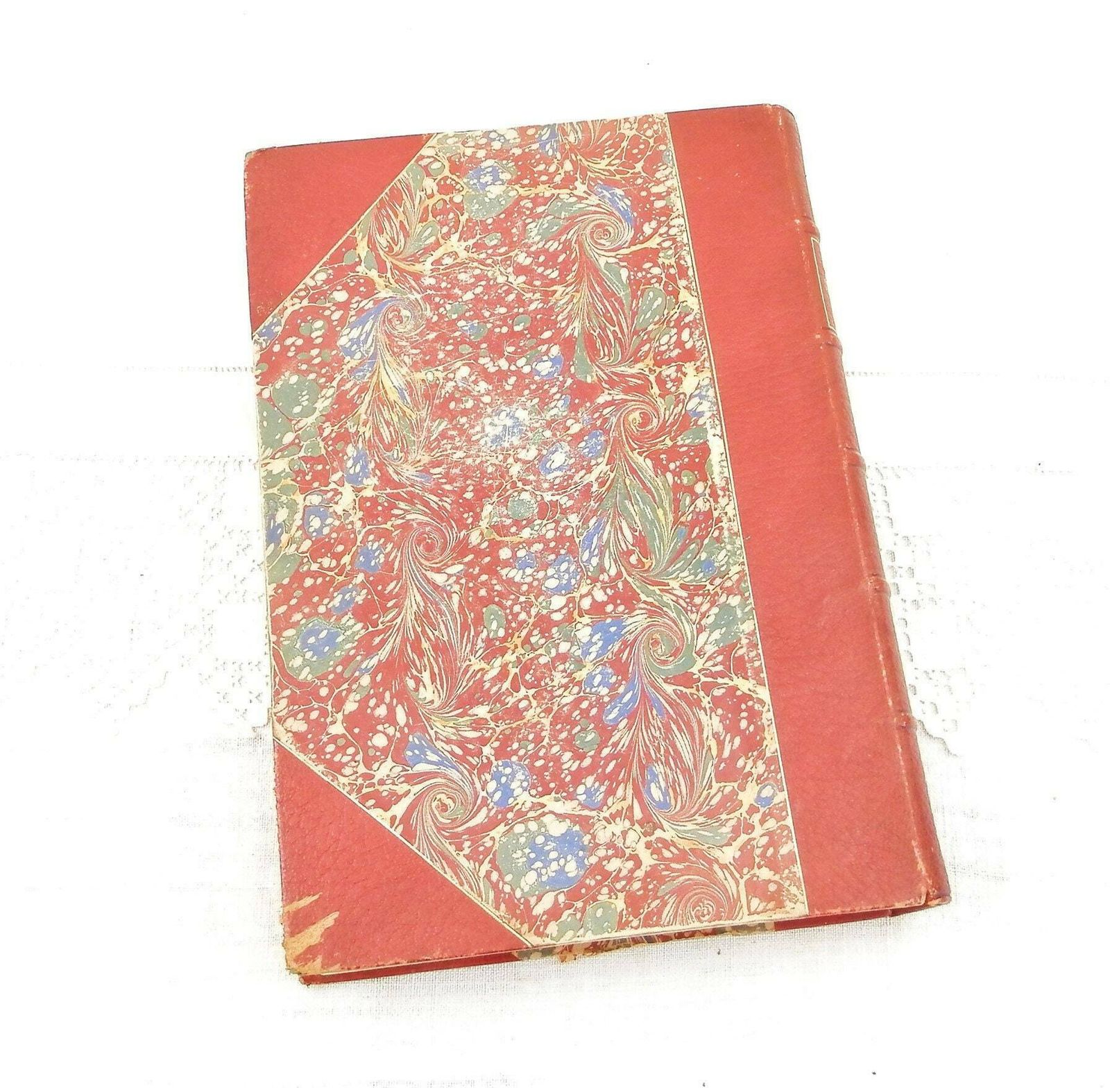 photo for sale Rare Antique Book In Red Leather And Marbled Paper By Gabriel Bonvalot "De Paris Au Tonkin A Travers Le Tibet Inconnu" 1892 Explorer Map