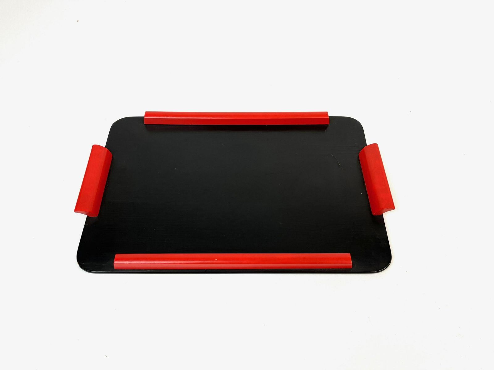 Rare Small Bauhaus De Style Black Red Wooden Art Deco Cocktail Serving Tray Barware photo furniture